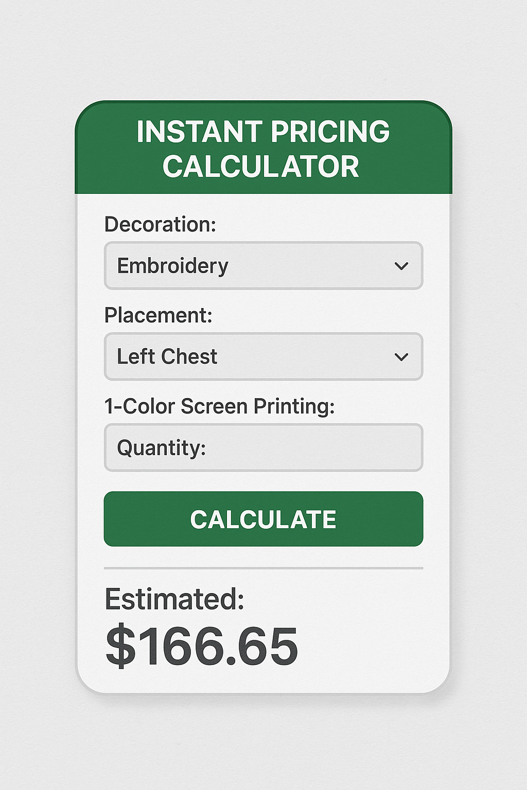 instant pricing calculator